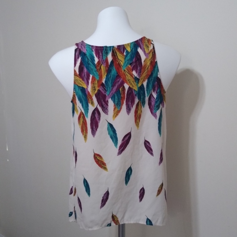 Apt. 9 Feather Print Handkerchief Hem Tank Top - Picture 4 of 7